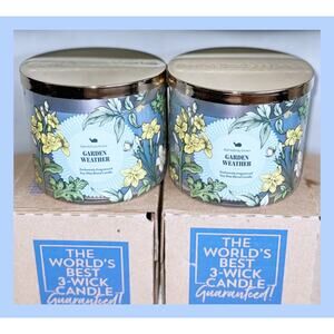 Lot of 2 Bath & Body Works Garden Weather Large 3-Wick Candle 14.5oz